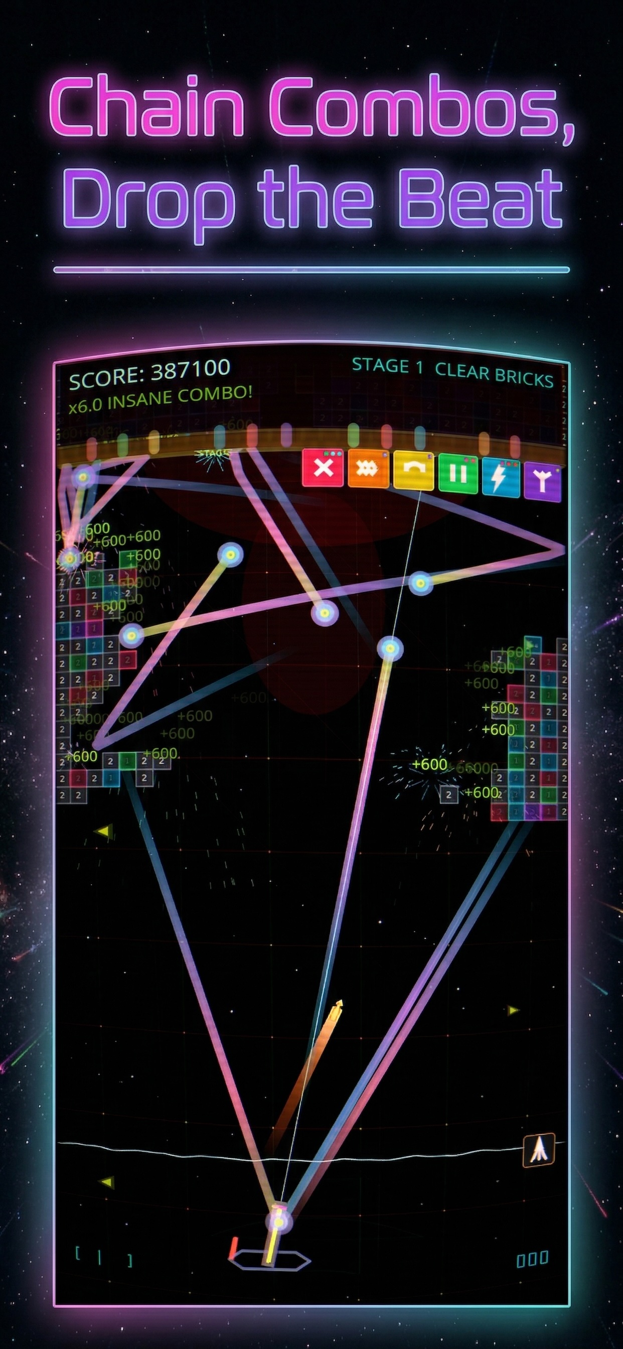 Chain combos creating massive beat drops